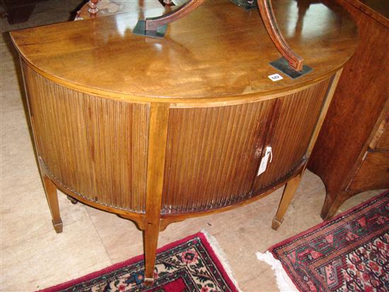 Georgian style mahogany demi-lune side cabinet with tambour doors